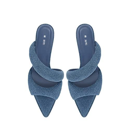 【並行輸入品】[JW PEI] Sara デニムミュール ブルー JW PEI Women's Sara Mule Heeled Sandalsの画像