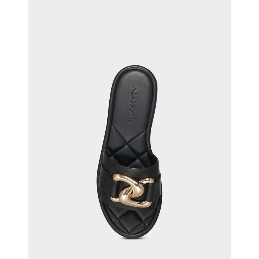 【並行輸入品】Aerosoles レディース ビッグ チェーン スライドスリッパ, ブラック, 6 Aerosoles Women's Bigの画像