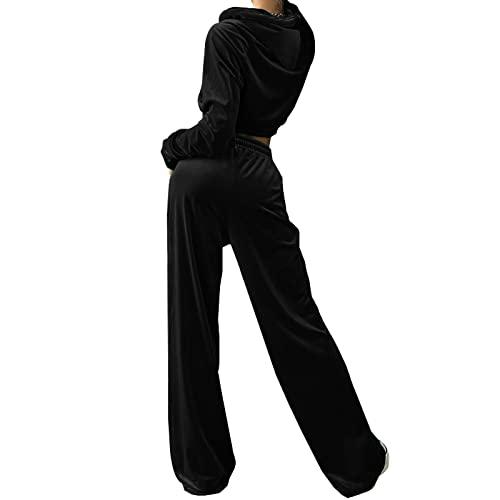 【並行輸入品】Yuemengxuan Women's Two Pieces Outfits Long Sleeve Zip Up Hoodie