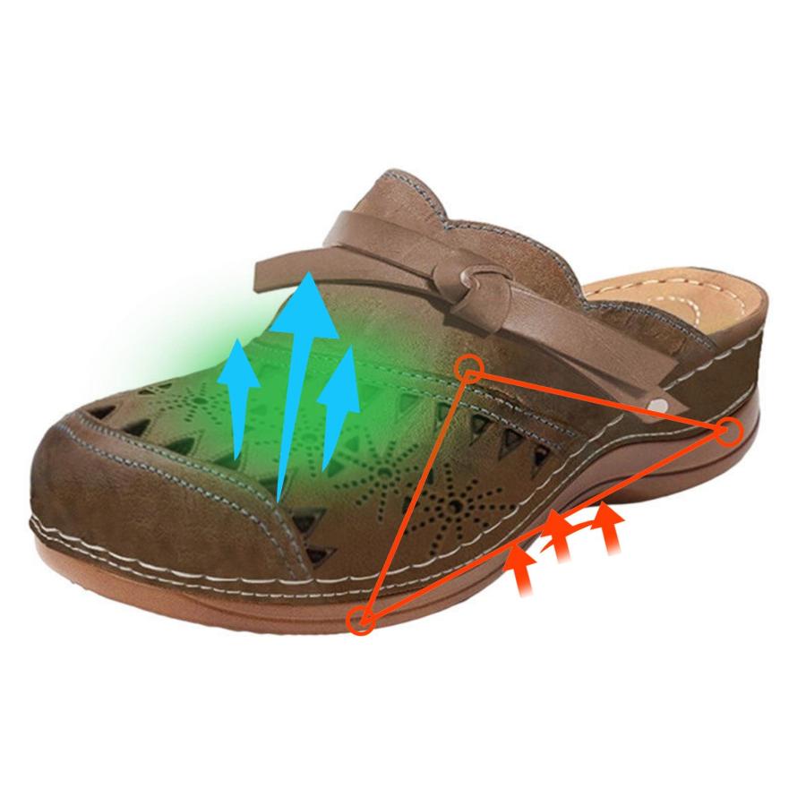 【並行輸入品】oiangi サンダル レディース ドレッシー 夏 快適 ウェッジ クローズドトゥ スリッポン スリッパ 無地 ラウンドトゥ 中空の画像