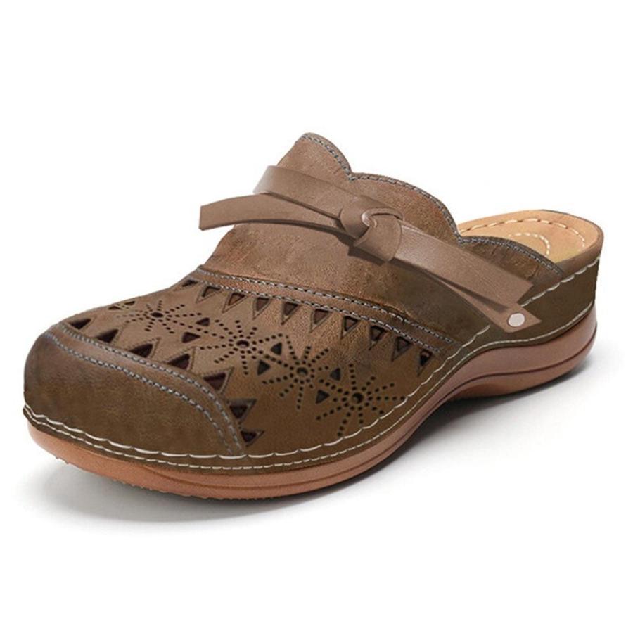 【並行輸入品】oiangi サンダル レディース ドレッシー 夏 快適 ウェッジ クローズドトゥ スリッポン スリッパ 無地 ラウンドトゥ 中空の画像