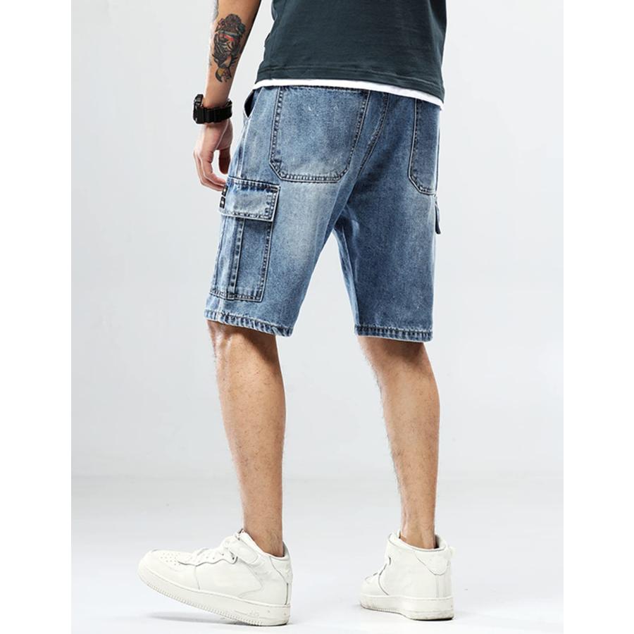 並行輸入品】Idopy Men`s Street Hip Hop Denim Cargo Shorts Jeans 