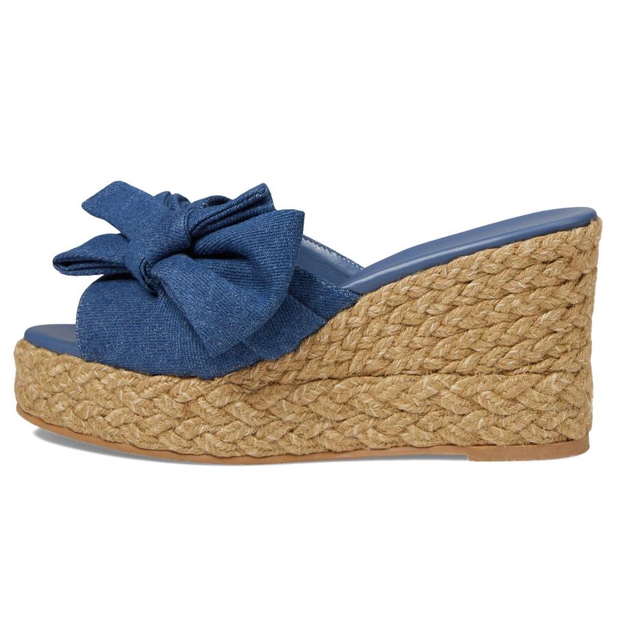 【並行輸入品】Stuart Weitzman レディース Loveknot エスパドリーユウェッジスライドクリーム/ナチュラル, インディゴ/ナ