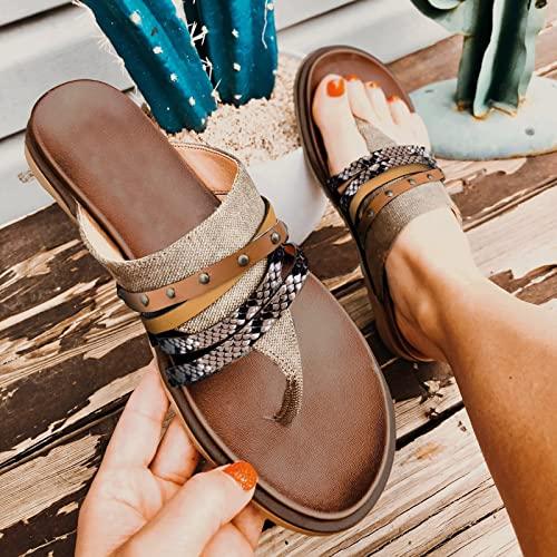 【並行輸入品】Rvidbe Flat Sandals for Women Gold, Sandals Women Heels, Flip Flの画像