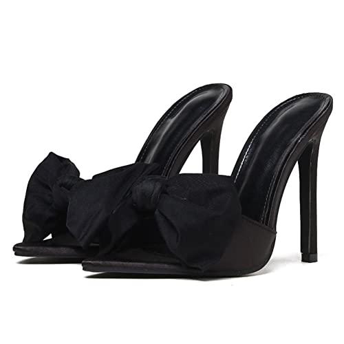 【並行輸入品】Makmeoyw Women's Slip On Bow Slide Sandals Stiletto Heel Heels Bの画像