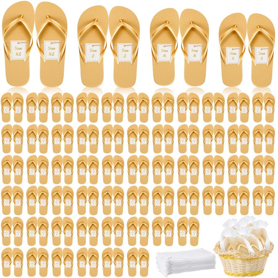 【並行輸入品】Bonuci 96 Pairs Flip Flops Bulk for Wedding Party Guest Sandals