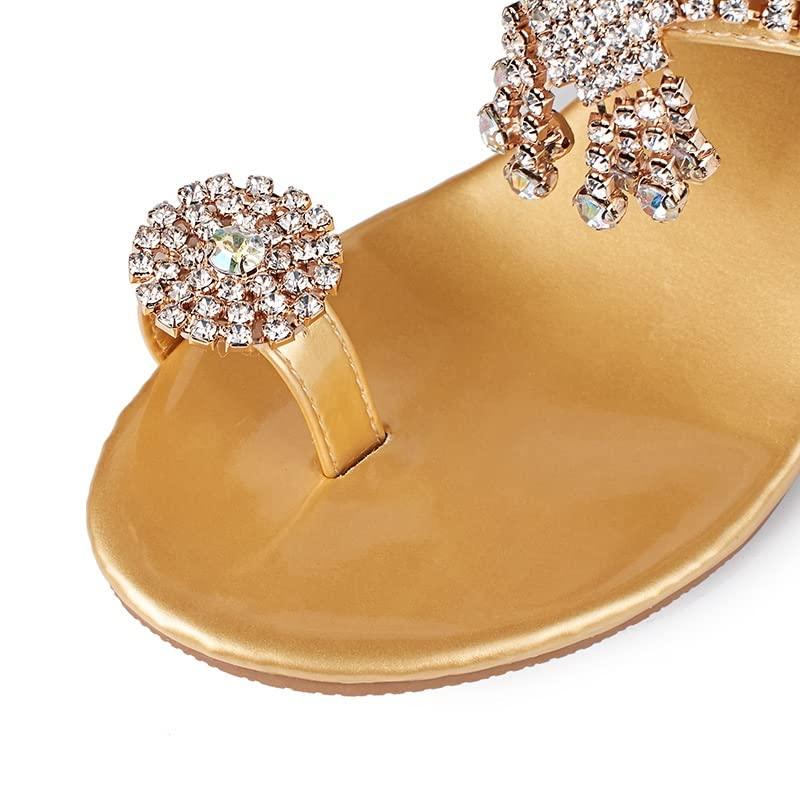 【並行輸入品】LIZAL Women's Rhinestone Tassel Slippers Summer Casual Slip On Rの画像
