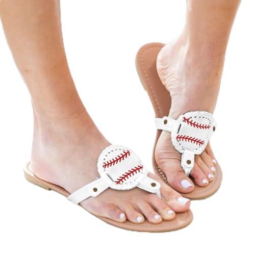 【並行輸入品】Women Softball Printed Sandals Flip Flops Comfortable Outdoor Beの画像