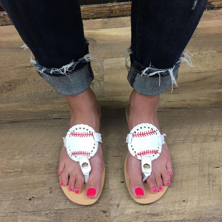 【並行輸入品】Women Softball Printed Sandals Flip Flops Comfortable Outdoor Beの画像