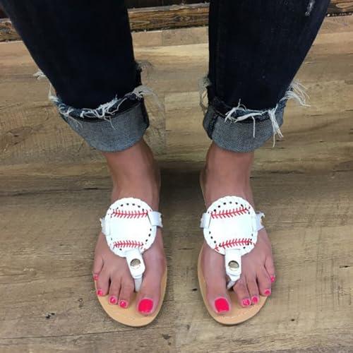 【並行輸入品】Women Softball Printed Sandals Flip Flops Comfortable Outdoor Beの画像