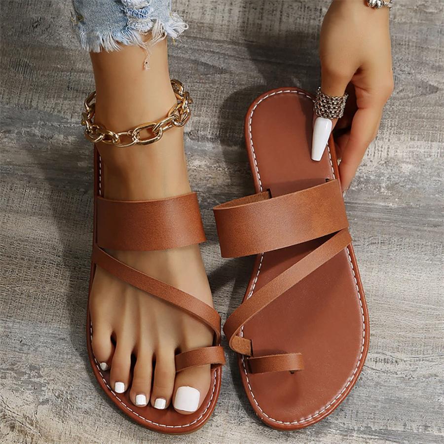 【並行輸入品】Sandals Women Orthotic Comfy Platform Sandal Ring Toe Leather Slの画像