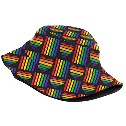 Fashion LGBT Rainbow Bucket Hat Gay Pride Love is Love Pattern