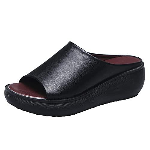 【並行輸入品】ORNVEION Women's Slip On Platform Wedge High Heel Sandals,Comfor_1