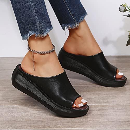 【並行輸入品】ORNVEION Women's Slip On Platform Wedge High Heel Sandals,Comfor_7