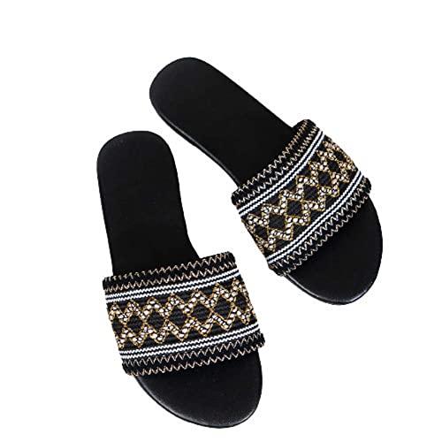 【並行輸入品】Summer Womens Sandals 2023 Fashion Flat Color Block Open Toe Sli_1
