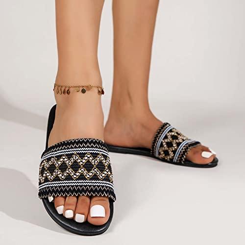 【並行輸入品】Summer Womens Sandals 2023 Fashion Flat Color Block Open Toe Sli_4