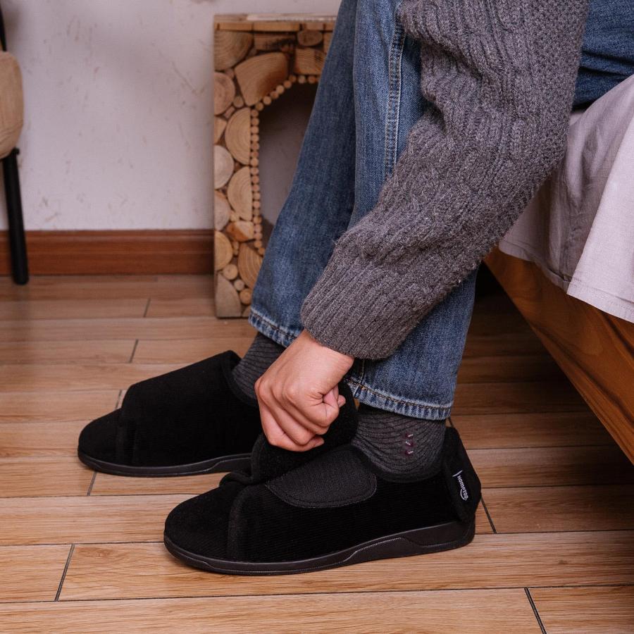 【並行輸入品】HomeTop Men's Adjustable Hook and Loop Memory Foam Diabetic Slip_3