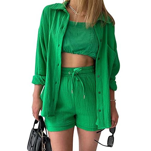 【並行輸入品】Wyeysyt Women 2 Piece Outfits Casual Loose Long Sleeve Summer Va