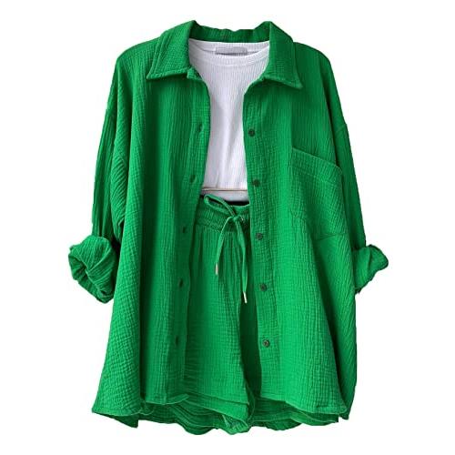 【並行輸入品】Wyeysyt Women 2 Piece Outfits Casual Loose Long Sleeve Summer Va