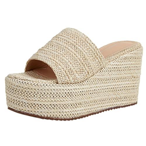 【並行輸入品】Espadrille Platform Slip On Mules Wedge Slide Sandals Open Toe Sの画像