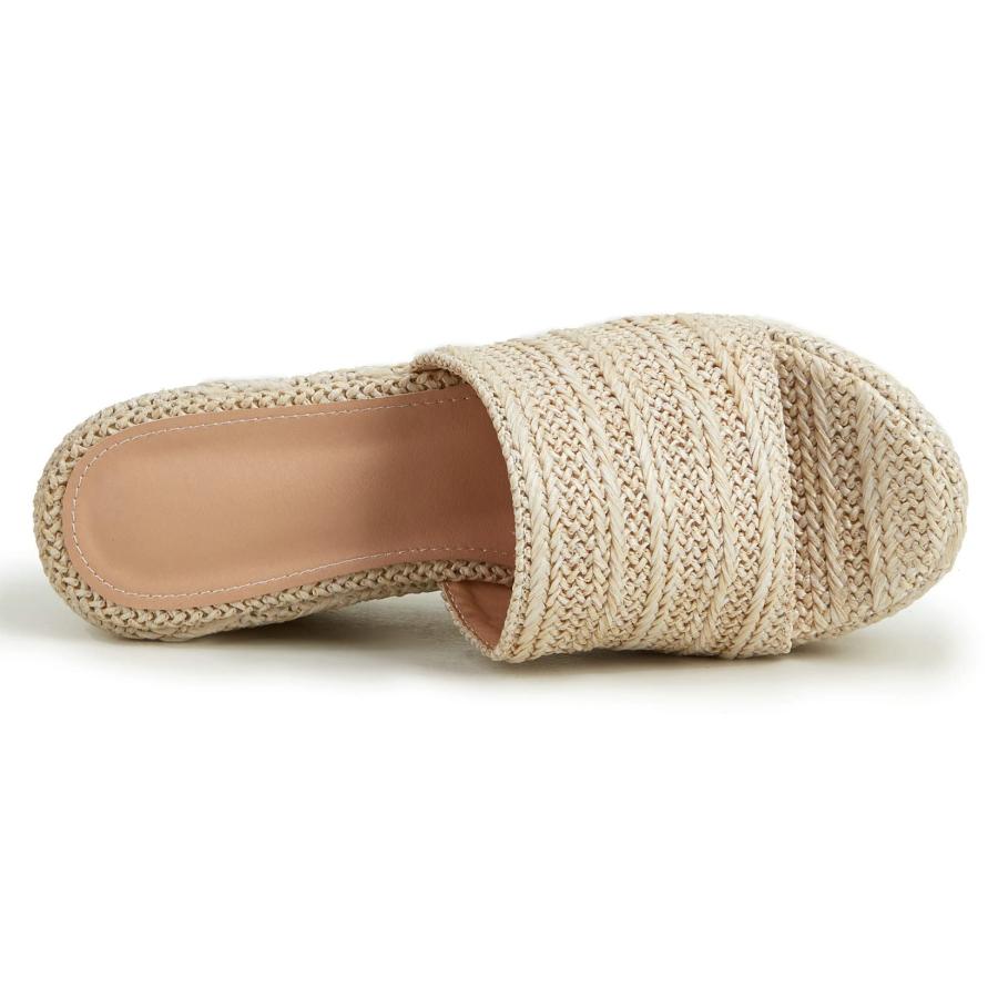 【並行輸入品】Espadrille Platform Slip On Mules Wedge Slide Sandals Open Toe Sの画像