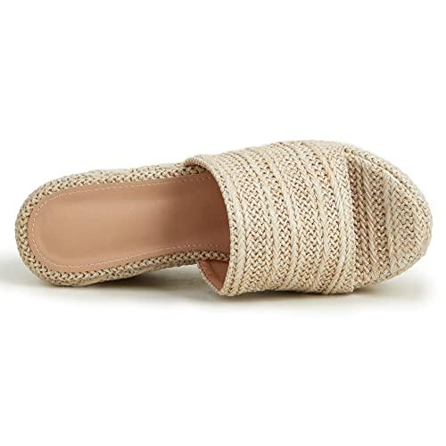 【並行輸入品】Espadrille Platform Slip On Mules Wedge Slide Sandals Open Toe Sの画像