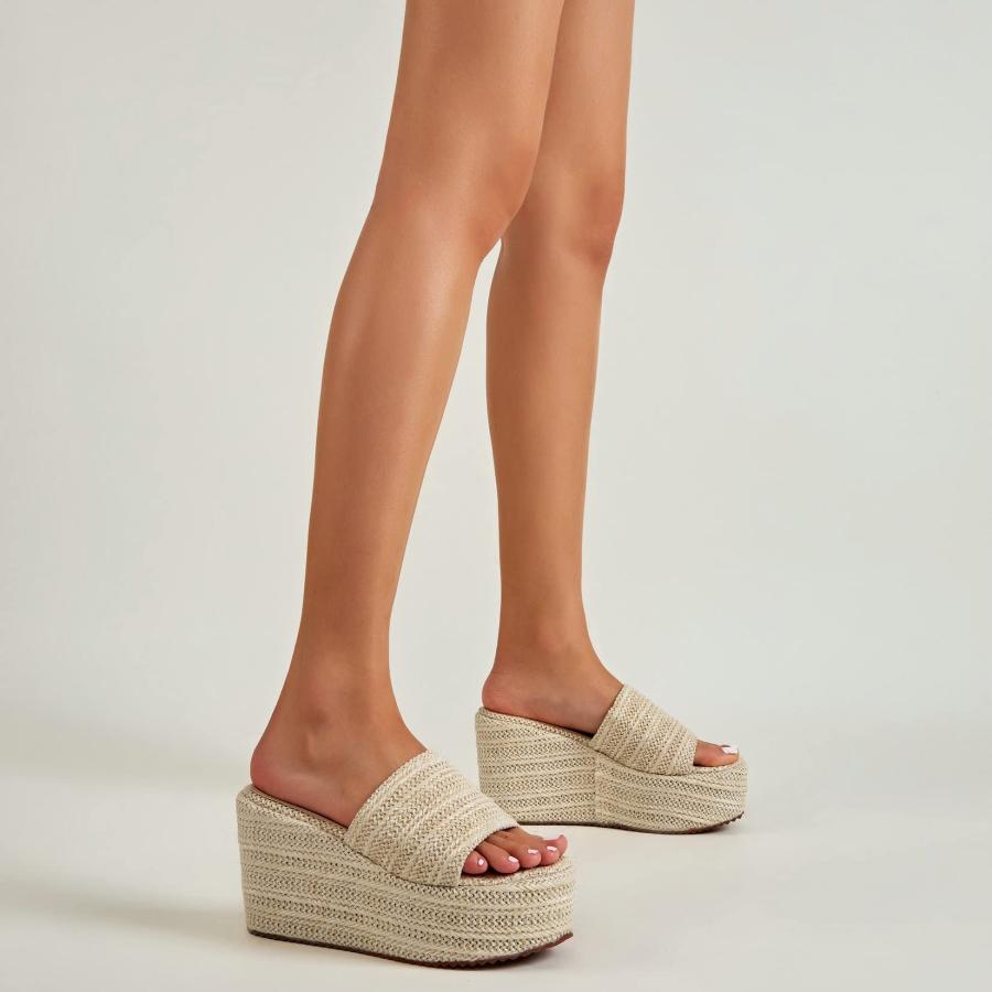 【並行輸入品】Espadrille Platform Slip On Mules Wedge Slide Sandals Open Toe Sの画像