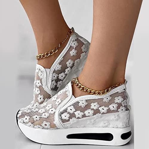 【並行輸入品】eczipvz Wedge Sneakers for Women Dressy Summer, Round Toe Slip Oの画像