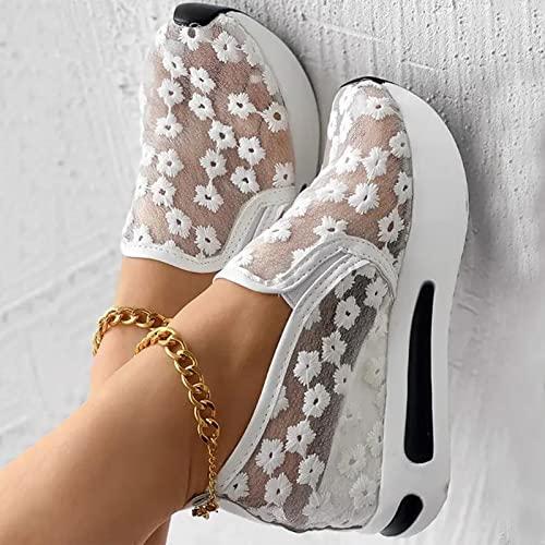 【並行輸入品】eczipvz Wedge Sneakers for Women Dressy Summer, Round Toe Slip Oの画像