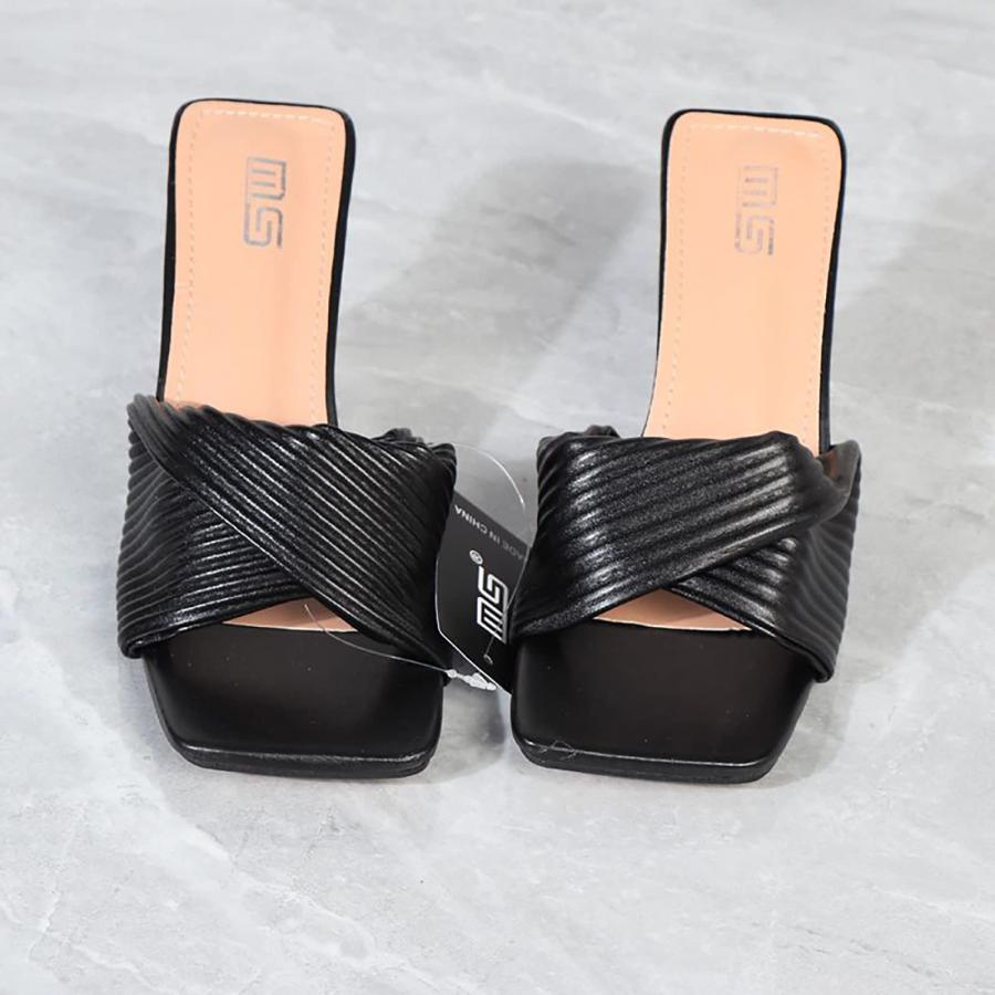 【並行輸入品】SOLPNOW Women's Pleated Crystal High Heel Sandals Slippers,Non Sの画像