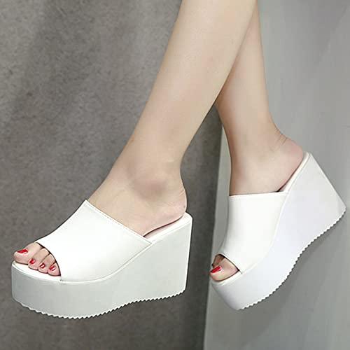 【並行輸入品】Cubicbee Women's Fish Mouth Wedge Slide Sandals Thick Bottom Comの画像