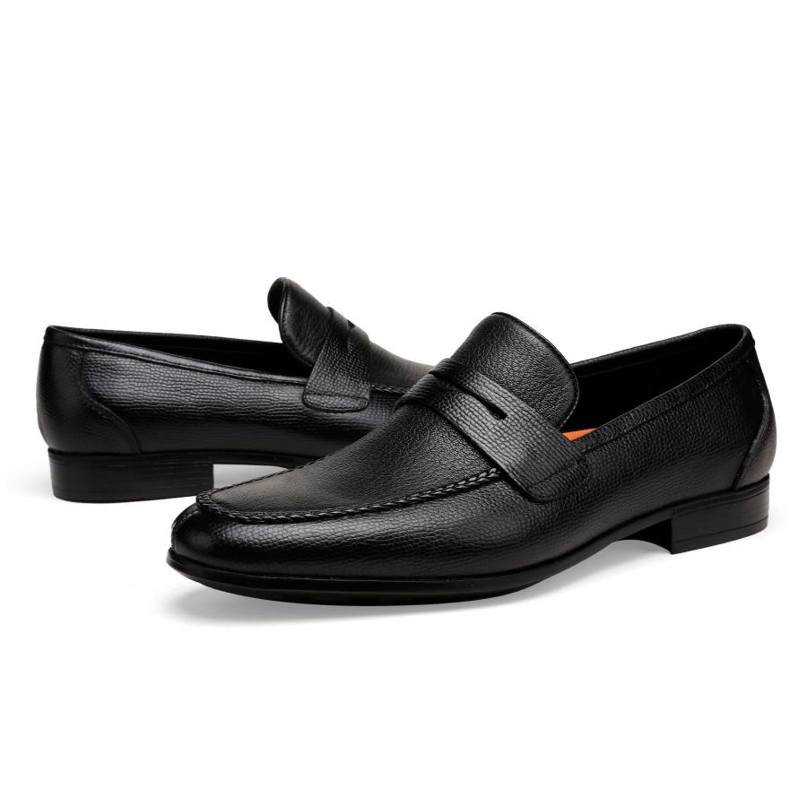 【並行輸入品】ChrisLOOK Men's Leather Penny Loafers Black Dress Shoes Cap Toe_3