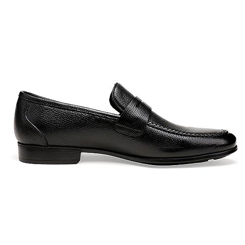 【並行輸入品】ChrisLOOK Men's Leather Penny Loafers Black Dress Shoes Cap Toe_7