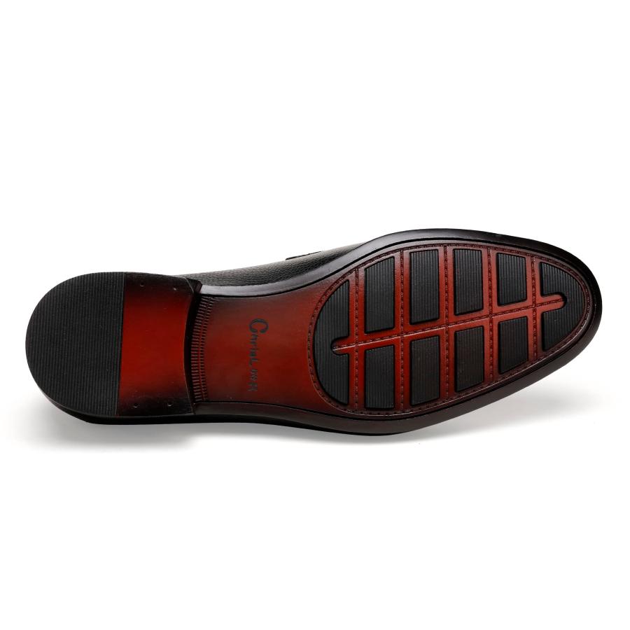 【並行輸入品】ChrisLOOK Men's Leather Penny Loafers Black Dress Shoes Cap Toe_9