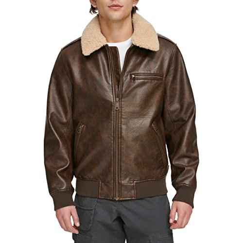 並行輸入品】Levi's Men's Faux Leather Aviator Bomber Jacket with