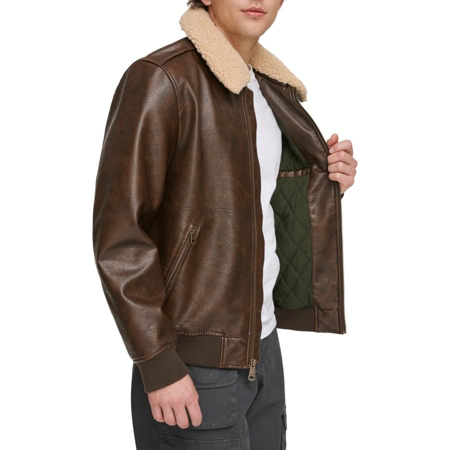 並行輸入品】Levi's Men's Faux Leather Aviator Bomber Jacket with