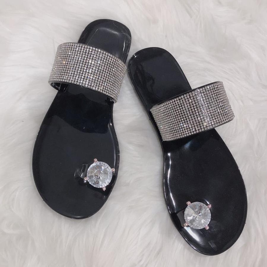 【並行輸入品】Mzluyin Women's Fashion Rhinestone Slip On Slippers Casual Toe R_9