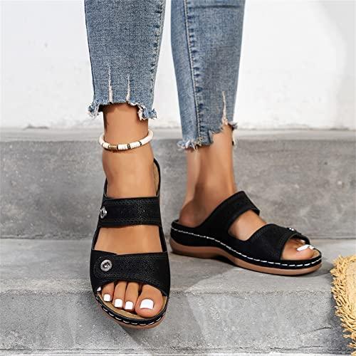 【並行輸入品】UIFLQXX Womens Solid Leather Slip on Flat Slides Sandals Clip To_7