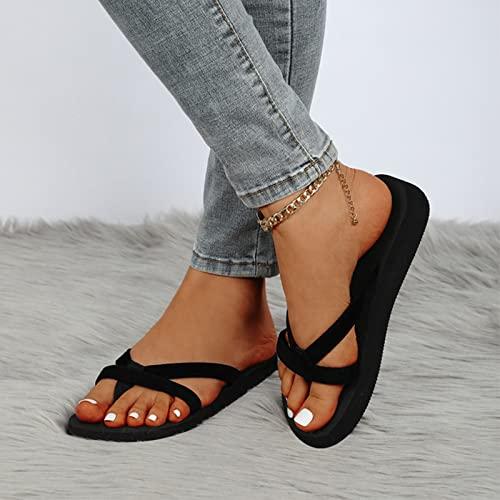 【並行輸入品】Women's Casual Flat Strappy Slippers，Open Toe Walking Slippers w_7