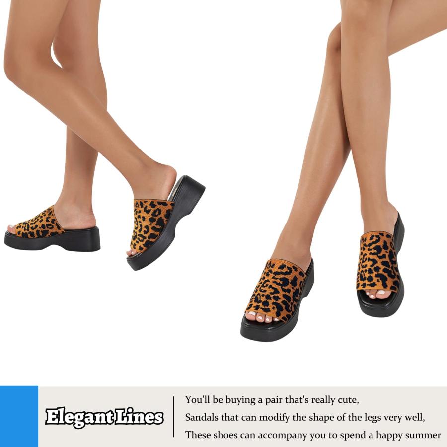 【並行輸入品】Women'S Slip On Platform Sandals Open Toe Wedge Sandals Slippersの画像