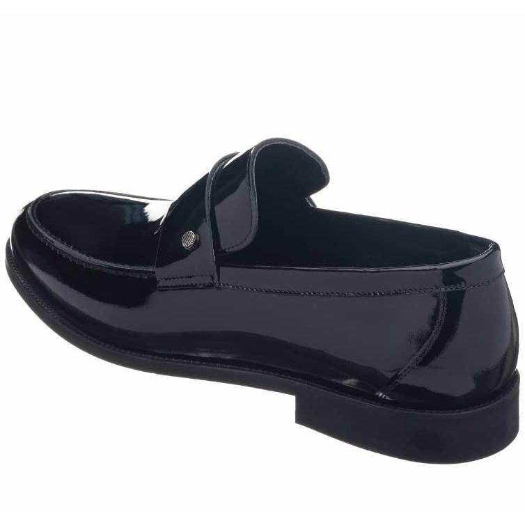 【並行輸入品】DALGALA Black Big Size Handmade Loafers with Patent Leather Busiの画像
