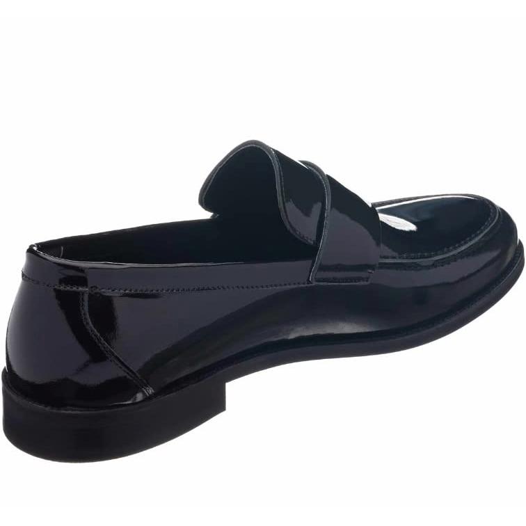 【並行輸入品】DALGALA Black Big Size Handmade Loafers with Patent Leather Busiの画像