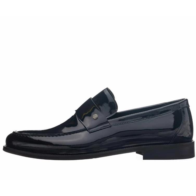 【並行輸入品】DALGALA Black Big Size Handmade Loafers with Patent Leather Busiの画像