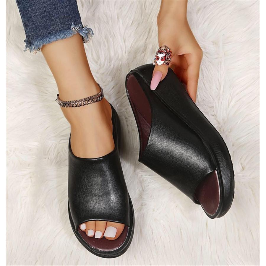 【並行輸入品】Women's Fish Mouth Platform Slippers Summer Ladies Slip on Roundの画像