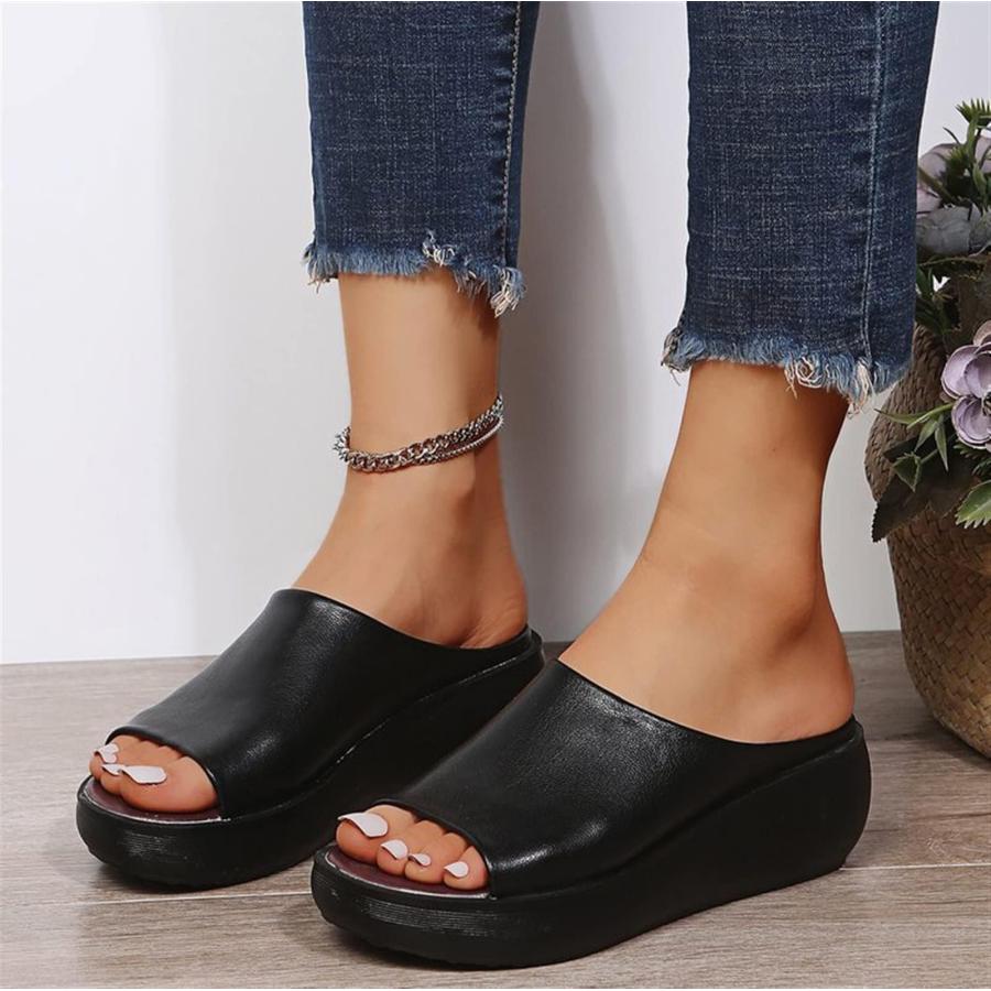 【並行輸入品】Women's Fish Mouth Platform Slippers Summer Ladies Slip on Roundの画像