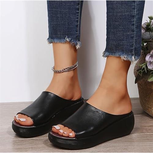 【並行輸入品】Women's Fish Mouth Platform Slippers Summer Ladies Slip on Roundの画像