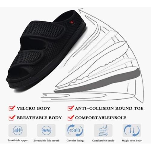 【並行輸入品】Ibluelover Open Toe Diabetic Slippers for Men Swollen Feet Edemaの画像