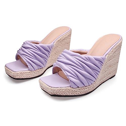 【並行輸入品】Vujkliy Womens Platform Wedge Slide Slip On Sandals,Square Openの画像