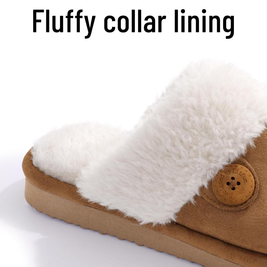 【並行輸入品】Litfun ファジースリッパ 女性用 低反発素材 冬用 ふわふわ ハウスシューズ 屋内 屋外， カーキ， 8 8.5 Litfu_8