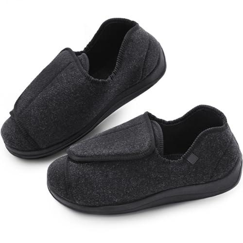 【並行輸入品】Lumil L01 メンズ 糖尿病 スリッパ 調節可能, ブラック, 13 Wide Men's Extra Wide Width_1